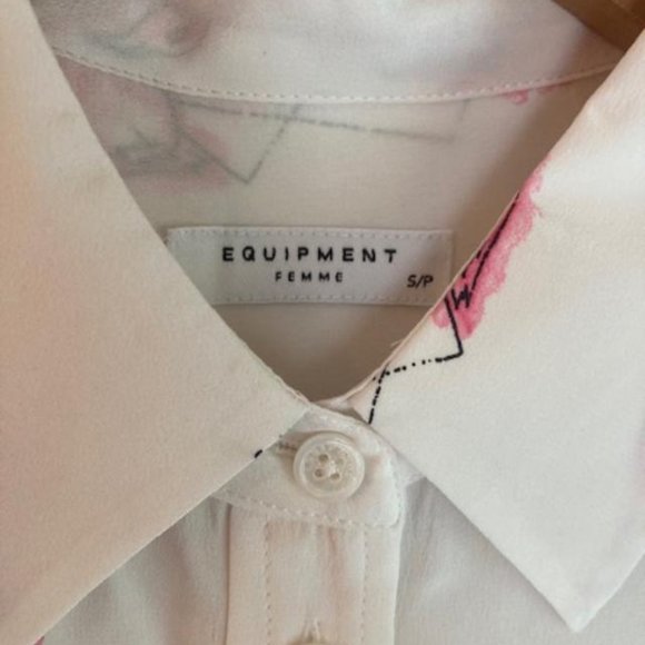 Equipment silk long-sleeve flamingo shirt, S - Picture 3 of 3